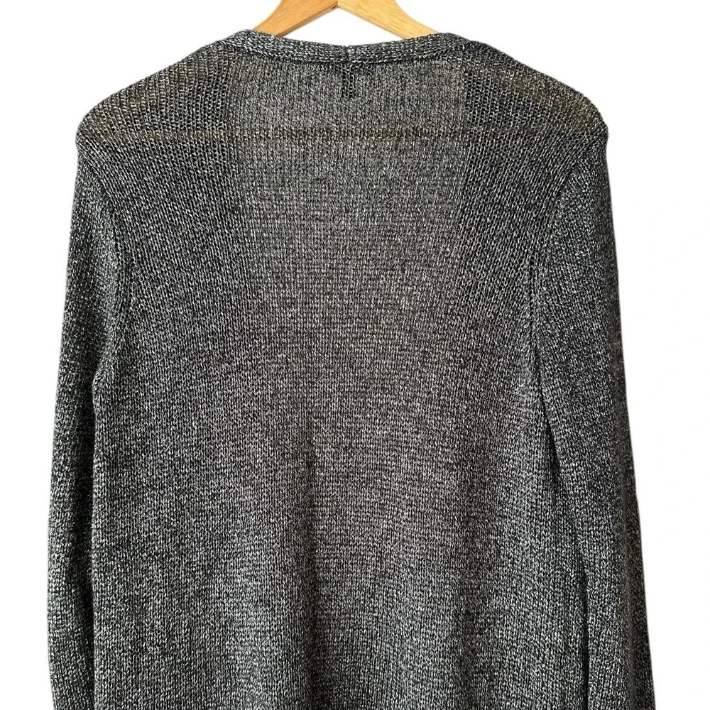 EILEEN FISHER Platinum Gray Linen Blend Shimmer Long Cardigan